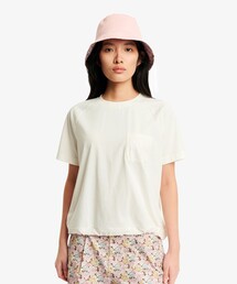 接触冷感 裾ドローコード オーガニックコットンポケット半袖Tシャツ