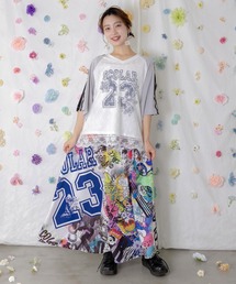 ScoLar（スカラー）の「162618：花チュールレース重ねユニフォーム風Tシャツ（Tシャツ/カットソー）」