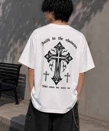 バックプリント クロストライバル＆エンジェル グラフィック 半袖Tシャツ
