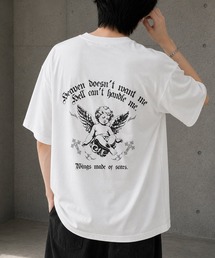バックプリント クロストライバル＆エンジェル グラフィック 半袖Tシャツ