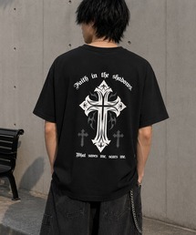 バックプリント クロストライバル&エンジェル グラフィック 半袖Tシャツ