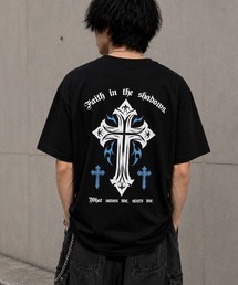 バックプリント クロストライバル＆エンジェル グラフィック 半袖Tシャツ