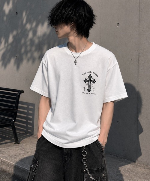BENDER TOKYO（ベンダートウキョウ）の「バックプリント クロストライバル＆エンジェル グラフィック 半袖Tシャツ（Tシャツ/カットソー・メンズ・ブラック系1/ブラック系3/ブラック系2/ブラック系4/ホワイト系1/ホワイト系2・M/L）」の13枚目の写真