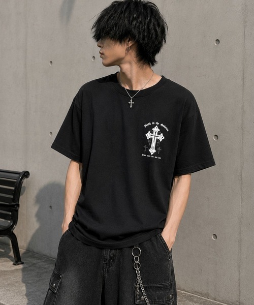 BENDER TOKYO（ベンダートウキョウ）の「バックプリント クロストライバル＆エンジェル グラフィック 半袖Tシャツ（Tシャツ/カットソー・メンズ・ブラック系1/ブラック系3/ブラック系2/ブラック系4/ホワイト系1/ホワイト系2・M/L）」の15枚目の写真