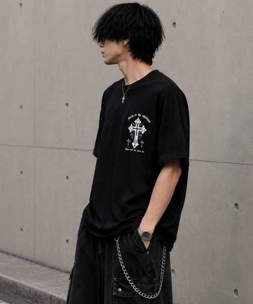 BENDER TOKYO（ベンダートウキョウ）の「バックプリント クロストライバル＆エンジェル グラフィック 半袖Tシャツ（Tシャツ/カットソー・メンズ・ブラック系1/ブラック系3/ブラック系2/ブラック系4/ホワイト系1/ホワイト系2・M/L）」の17枚目の写真