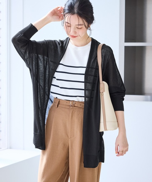ROPE' PICNIC（ロペピクニック）の「シャーベットニット トッパーカーディガン/UVケア・接触冷感（カーディガン/ボレロ・レディース・ミント/ダークブラウン/ブラック/ブルー系その他4/オフホワイト・FREE）」の3枚目の写真