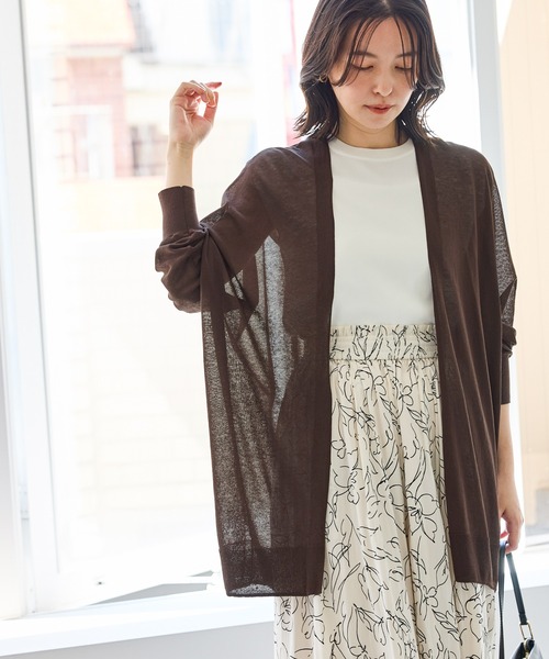 ROPE' PICNIC（ロペピクニック）の「シャーベットニット トッパーカーディガン/UVケア・接触冷感（カーディガン/ボレロ・レディース・ミント/ダークブラウン/ブラック/ブルー系その他4/オフホワイト・FREE）」の22枚目の写真