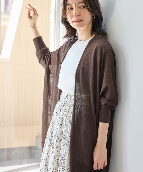 ROPE' PICNIC（ロペピクニック）の「シャーベットニット トッパーカーディガン/UVケア・接触冷感（カーディガン/ボレロ・レディース・ミント/ダークブラウン/ブラック/ブルー系その他4/オフホワイト・FREE）」の20枚目の写真