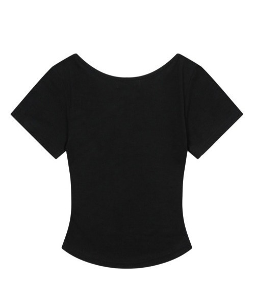 MUCENT（ムセント）の「A'GEM/9 × .kom 『MUCENT/ムセント』ONYX SIGNATURE LOGO V-NECK HALF TEE/オニキスシグニチャーロゴVネック半袖Tシャツ（Tシャツ/カットソー・レディース・ホワイト/ブラック/ベージュ/チャコールグレー/グレー・FREE）」の15枚目の写真