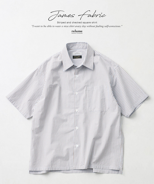 JOURNAL STANDARD relume(ジャーナルスタンダード レリューム)の「JAMES FABRIC ストライプ&チェック スクエアシャツ(シャツ/ブラウス・メンズ・ブルー/ネイビー/ブルー系その他・MEDIUM/LARGE)」の1枚目の写真