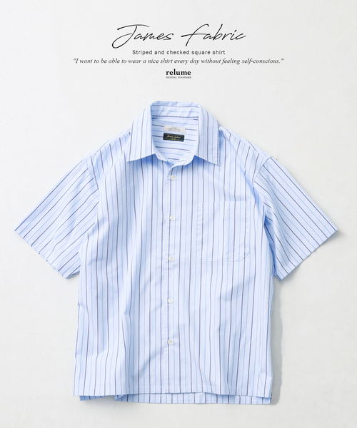 JOURNAL STANDARD relume(ジャーナルスタンダード レリューム)の「JAMES FABRIC ストライプ&チェック スクエアシャツ(シャツ/ブラウス・メンズ・ブルー/ネイビー/ブルー系その他・MEDIUM/LARGE)」の3枚目の写真