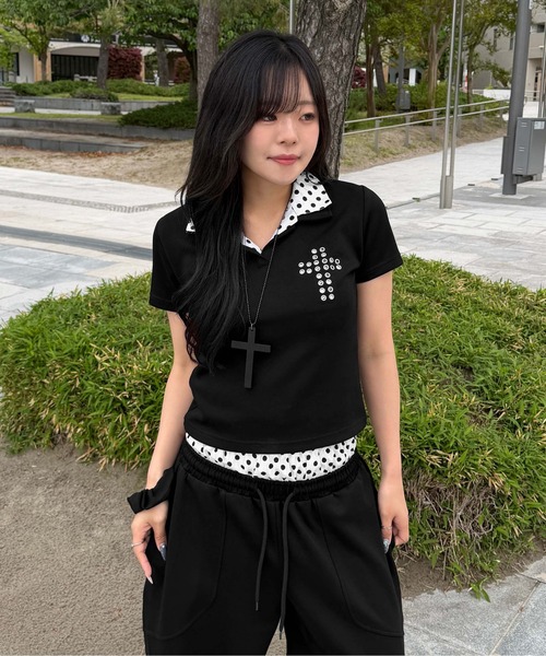 sedacle(セダクル)の「レイヤードスキッパーポンチTEE(Tシャツ/カットソー・レディース・オフホワイト/ブラック系その他/ブラック/ネイビー・X-SMALL/MEDIUM/LARGE)」の20枚目の写真