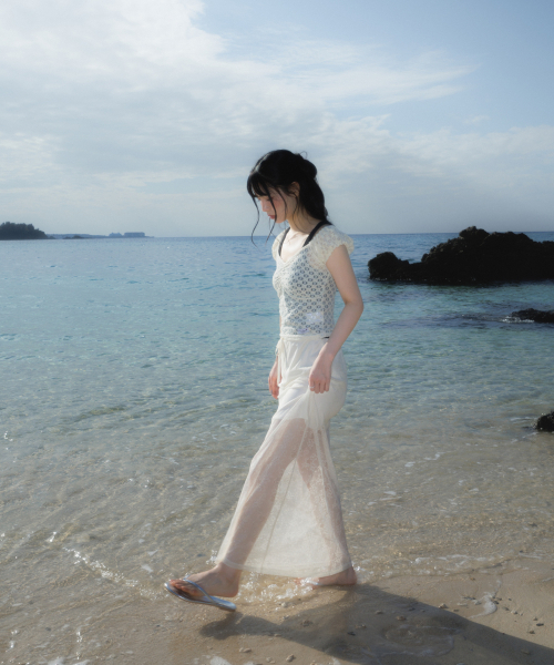 ROSEFRANTZ（ロゼフランツ）の「Lace Shirring Crop T-shirt [Cream]（Tシャツ/カットソー・レディース・Cream・OS）」の10枚目の写真
