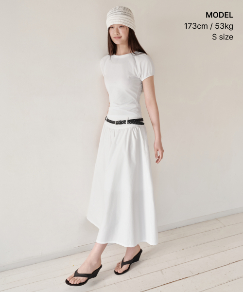 MUSINSA STANDARD WOMAN（ムシンサスタンダードウーマン）の「ウィメンズボリュームスリーブスリムTシャツ[ホワイト]（Tシャツ/カットソー・レディース・その他・X-SMALL/SMALL/MEDIUM/LARGE）」の2枚目の写真