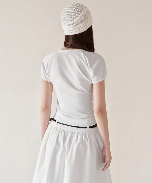 MUSINSA STANDARD WOMAN（ムシンサスタンダードウーマン）の「ウィメンズボリュームスリーブスリムTシャツ[ホワイト]（Tシャツ/カットソー・レディース・その他・X-SMALL/SMALL/MEDIUM/LARGE）」の4枚目の写真