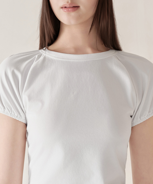 MUSINSA STANDARD WOMAN（ムシンサスタンダードウーマン）の「ウィメンズボリュームスリーブスリムTシャツ[ホワイト]（Tシャツ/カットソー・レディース・その他・X-SMALL/SMALL/MEDIUM/LARGE）」の5枚目の写真