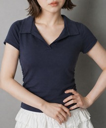 SPINNS | スキッパ―ネック半袖カットソー/ポロシャツ(Tシャツ/カットソー)