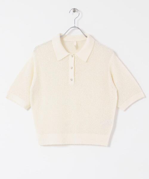 URBAN RESEARCH DOORS(アーバンリサーチドアーズ)の「Acetate Mix Collared Knit(ニット/セーター・レディース・ブラック/ナチュラル・FREE)」の3枚目の写真
