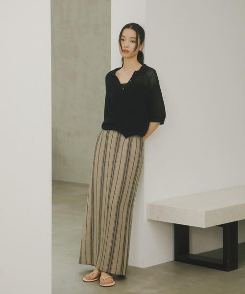 URBAN RESEARCH DOORS(アーバンリサーチドアーズ)の「Acetate Mix Collared Knit(ニット/セーター・レディース・ブラック/ナチュラル・FREE)」の12枚目の写真
