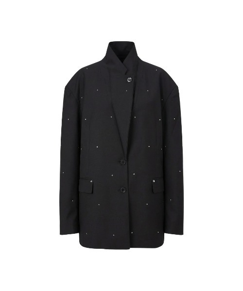 TAJEN:T（タジェント）の「【TAJEN:T】BACK OPEN RHINESTONE TAILORED JACKET/バックオープンラインストーンテーラードジャケット（テーラードジャケット・レディース・グレー/ブラック・2/1）」の13枚目の写真