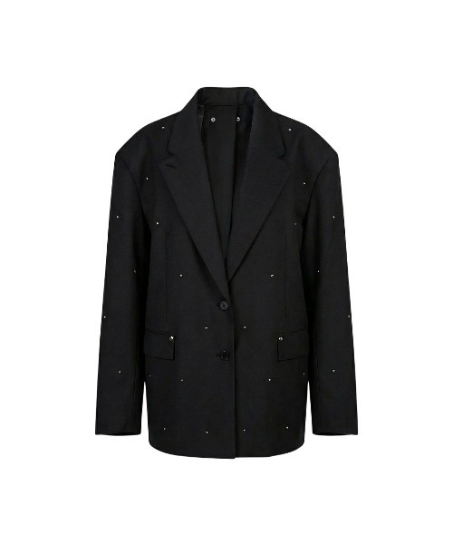 TAJEN:T（タジェント）の「【TAJEN:T】BACK OPEN RHINESTONE TAILORED JACKET/バックオープンラインストーンテーラードジャケット（テーラードジャケット・レディース・グレー/ブラック・2/1）」の12枚目の写真