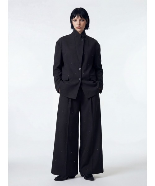 TAJEN:T（タジェント）の「【TAJEN:T】BACK OPEN RHINESTONE TAILORED JACKET/バックオープンラインストーンテーラードジャケット（テーラードジャケット・レディース・グレー/ブラック・2/1）」の11枚目の写真