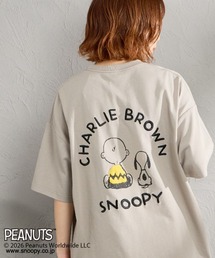 [PEANUTS×JEANS FACTORY/ピーナッツ×ジーンズ ファクトリー] チャーリー・ブラウン / スヌーピー / 刺繍プリントTシャツ