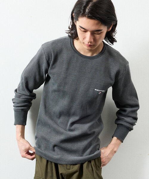 NAUTICA(ノーティカ)の「NAUTICA/ノーティカ Essentials タイトフィット L/S クルーネック ワッフル ピグメントTシャツ(Tシャツ/カットソー・メンズ・チャコールグレー/ネイビー/オリーブ・LARGE/MEDIUM/SMALL)」の2枚目の写真