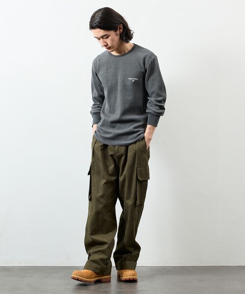NAUTICA(ノーティカ)の「NAUTICA/ノーティカ Essentials タイトフィット L/S クルーネック ワッフル ピグメントTシャツ(Tシャツ/カットソー・メンズ・チャコールグレー/ネイビー/オリーブ・LARGE/MEDIUM/SMALL)」の5枚目の写真