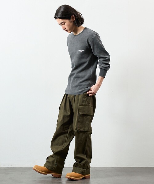 NAUTICA(ノーティカ)の「NAUTICA/ノーティカ Essentials タイトフィット L/S クルーネック ワッフル ピグメントTシャツ(Tシャツ/カットソー・メンズ・チャコールグレー/ネイビー/オリーブ・LARGE/MEDIUM/SMALL)」の6枚目の写真