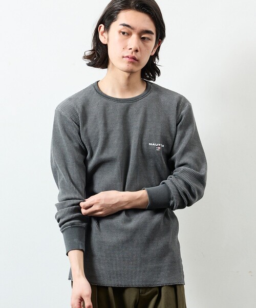 NAUTICA(ノーティカ)の「NAUTICA/ノーティカ Essentials タイトフィット L/S クルーネック ワッフル ピグメントTシャツ(Tシャツ/カットソー・メンズ・チャコールグレー/ネイビー/オリーブ・LARGE/MEDIUM/SMALL)」の8枚目の写真