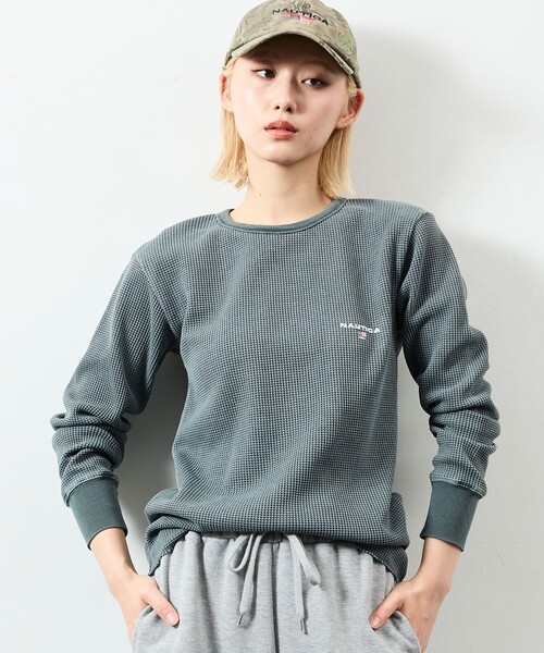 NAUTICA(ノーティカ)の「NAUTICA/ノーティカ Essentials タイトフィット L/S クルーネック ワッフル ピグメントTシャツ(Tシャツ/カットソー・メンズ・チャコールグレー/ネイビー/オリーブ・LARGE/MEDIUM/SMALL)」の14枚目の写真