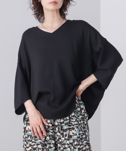 Bou Jeloud(ブージュルード)の「リネンライクワイドブラウス(Tシャツ/カットソー・レディース・カーキ/ベージュ/ブラック・FREE)」の6枚目の写真