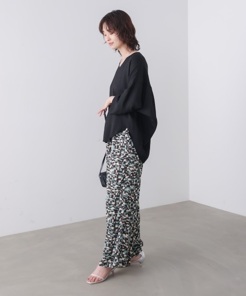 Bou Jeloud(ブージュルード)の「リネンライクワイドブラウス(Tシャツ/カットソー・レディース・カーキ/ベージュ/ブラック・FREE)」の8枚目の写真