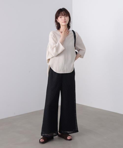 Bou Jeloud(ブージュルード)の「リネンライクワイドブラウス(Tシャツ/カットソー・レディース・カーキ/ベージュ/ブラック・FREE)」の15枚目の写真