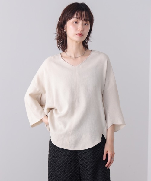 Bou Jeloud(ブージュルード)の「リネンライクワイドブラウス(Tシャツ/カットソー・レディース・カーキ/ベージュ/ブラック・FREE)」の16枚目の写真
