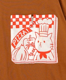 ScoLar（スカラー）の「362101：ポケットギミック付き ピザ屋ネコ＆クマ柄Tシャツ（Tシャツ/カットソー）」