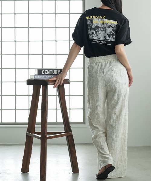 mili an deni(ミリアンデニ)の「シャイニーダメージイージーパンツ(その他パンツ・レディース・ブラック/アイボリー・M)」の5枚目の写真