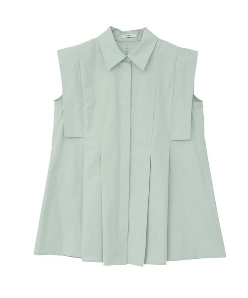 CLANE(クラネ)の「【CLANE/クラネ】PANELL PLEAT SQUARE SLEEVE SHIRTS/パネルプリーツスクエアスリーブシャツ(シャツ/ブラウス・レディース・ミント/ホワイト/ネイビー・1)」の2枚目の写真