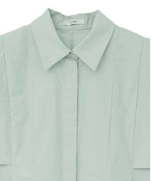 CLANE(クラネ)の「【CLANE/クラネ】PANELL PLEAT SQUARE SLEEVE SHIRTS/パネルプリーツスクエアスリーブシャツ(シャツ/ブラウス・レディース・ミント/ホワイト/ネイビー・1)」の5枚目の写真