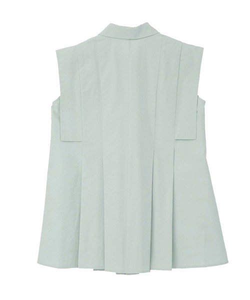 CLANE(クラネ)の「【CLANE/クラネ】PANELL PLEAT SQUARE SLEEVE SHIRTS/パネルプリーツスクエアスリーブシャツ(シャツ/ブラウス・レディース・ミント/ホワイト/ネイビー・1)」の4枚目の写真