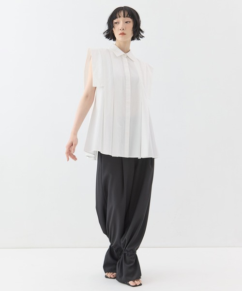 CLANE(クラネ)の「【CLANE/クラネ】PANELL PLEAT SQUARE SLEEVE SHIRTS/パネルプリーツスクエアスリーブシャツ(シャツ/ブラウス・レディース・ミント/ホワイト/ネイビー・1)」の22枚目の写真