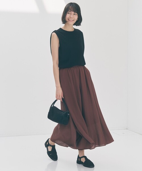UNFILO(アンフィーロ)の「ドライタッチフライス ノースリーブ Tシャツ(Tシャツ/カットソー・レディース・ホワイト系/ダークブラウン系/ブラック系・X-LARGE)」の10枚目の写真