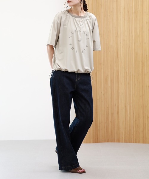 EGLANTINE（エグランティーヌ）の「EGLANTINE 接触冷感+UVカット ナイロンロゴプルオーバー 半袖（Tシャツ/カットソー・レディース・サンドベージュ/ブラック/チャコールグレー・38）」の16枚目の写真