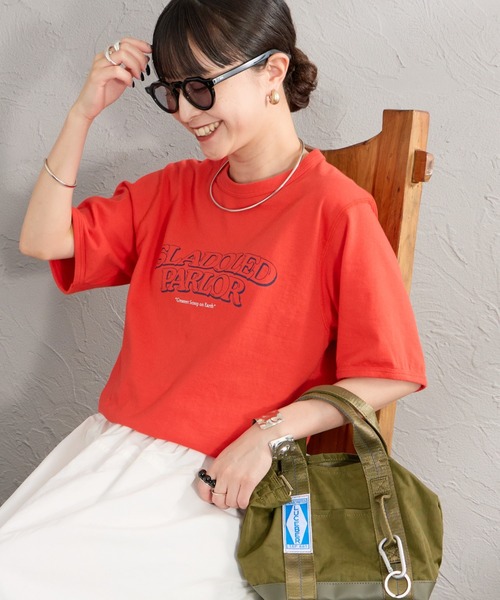 THE SHINZONE（ザ　シンゾーン）の「[THE SHINZONE/ザ シンゾーン] SLADOLED PARLOR プリントTシャツ（Tシャツ/カットソー・レディース・ネイビー/ホワイト/オレンジ・0）」の3枚目の写真