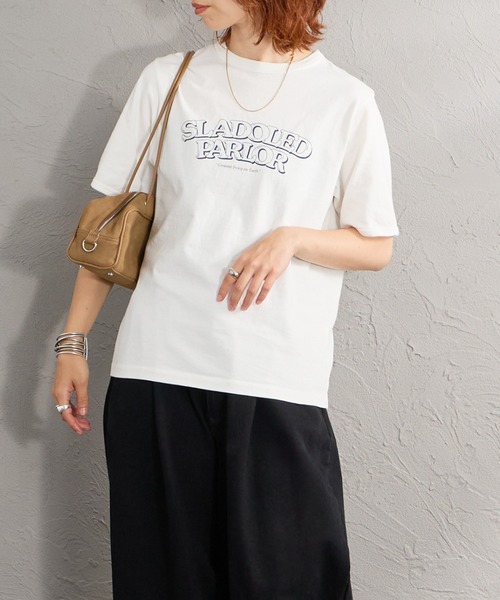 THE SHINZONE（ザ　シンゾーン）の「[THE SHINZONE/ザ シンゾーン] SLADOLED PARLOR プリントTシャツ（Tシャツ/カットソー・レディース・ネイビー/ホワイト/オレンジ・0）」の4枚目の写真