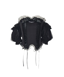 Race up off shoulder tulle puff tops