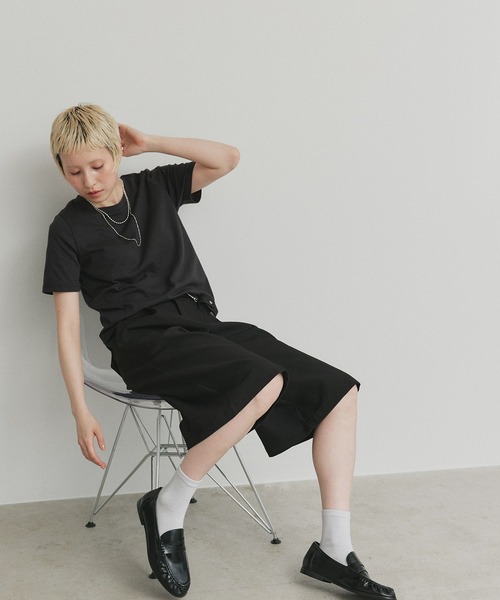 ad thie(アドティエ)の「カップ付き ベーシック コンパクト Tシャツ(Tシャツ/カットソー・レディース・ブラック/アイボリー・FREE)」の12枚目の写真