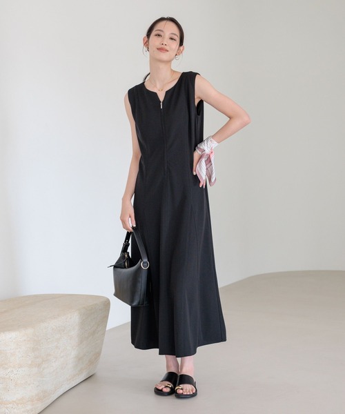 Andemiu(アンデミュウ)の「フロントZIPカットワンピース861055(ワンピース・レディース・ブラック/チャコールグレー/モカ・FREE)」の2枚目の写真