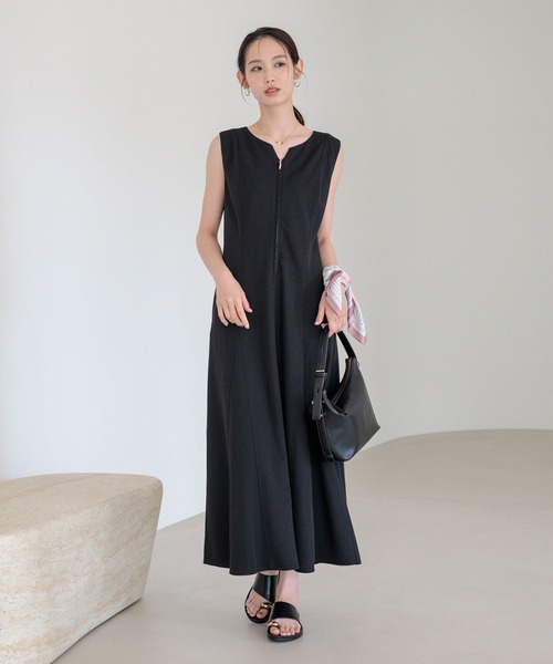 Andemiu(アンデミュウ)の「フロントZIPカットワンピース861055(ワンピース・レディース・ブラック/チャコールグレー/モカ・FREE)」の13枚目の写真